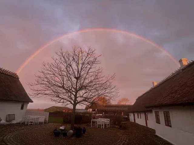 En fantastisk smuk afslutning på en skøn weekend, hvor vi så småt begyndte at gøre klar til sæson åbning 👏👏 Den 14. April slår vi dørene op igen, efter en lang vinter. Vi glæder os til at se jer😀. #nyord #mon #bedandbreakfast #regnbue #rainbow